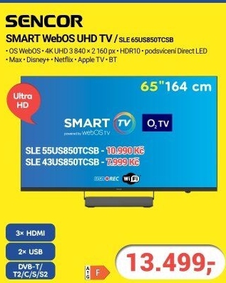 LED televize Sencor 65US850TCSB