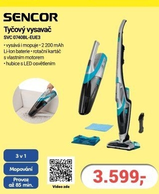 Tyčový vysavač SVC 0740BL-EUE3 Sencor
