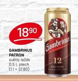 Pivo světlý ležák 12° Patron Gambrinus