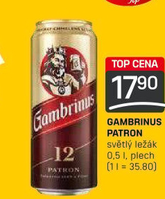 Pivo světlý ležák 12° Patron Gambrinus