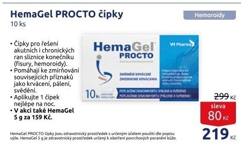 Čípky urychlující hojení ran a kožních defektů konečníku Procto Hemagel