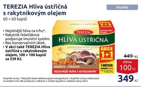 Doplněk stravy Hlíva ústřičná s rakytníkovým olejem Terezia Company