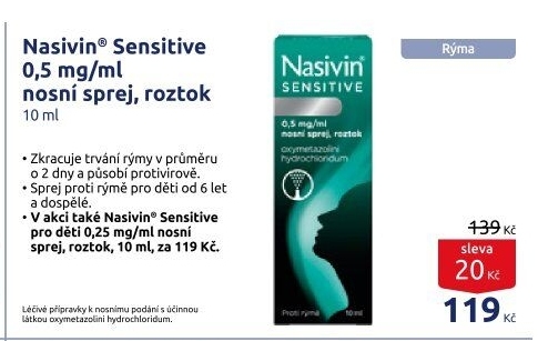 Kapky nosní Sensitive 0,05% Nasivin