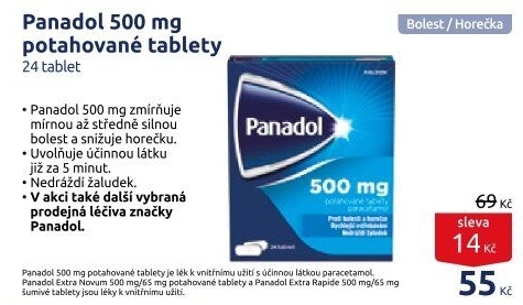 Tablety proti horečce a bolesti Novum Panadol