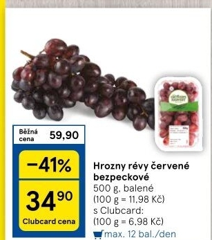 Hrozny červené bezsemenné The Grower'