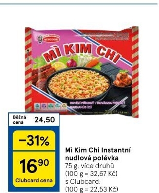 Instantní polévky Mi Kim Chi Vina Acecook