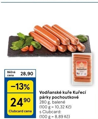 Párky kuřecí pochoutkové Vodňanské kuře