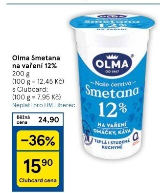 Smetana na vaření Olma 12%