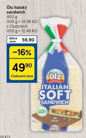 Toustový chléb Italian Sandwich Soft Ölz