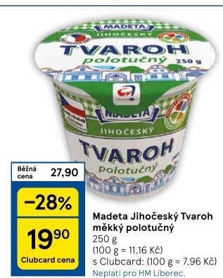 Tvaroh polotučný Jihočeský Madeta
