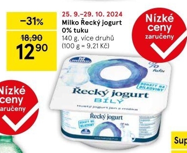 Bílý jogurt řecký 0% Milko