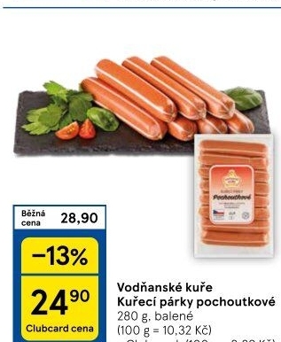 Párky kuřecí pochoutkové Vodňanské kuře