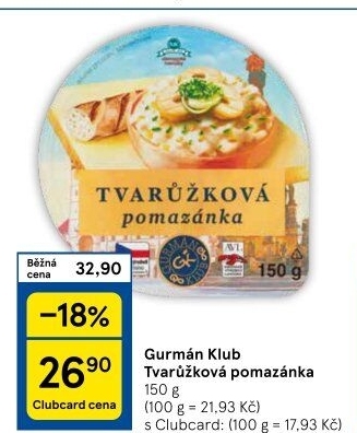 Tvarůžková pomazánka Gurmán klub