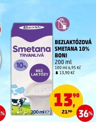 Smetana na vaření 10% bez laktózy Boni