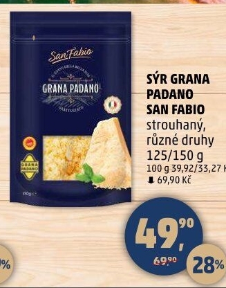 Sýr strouhaný Grana Padano San Fabio