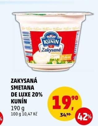 Zakysaná smetana de luxe Mlékárna Kunín 20%