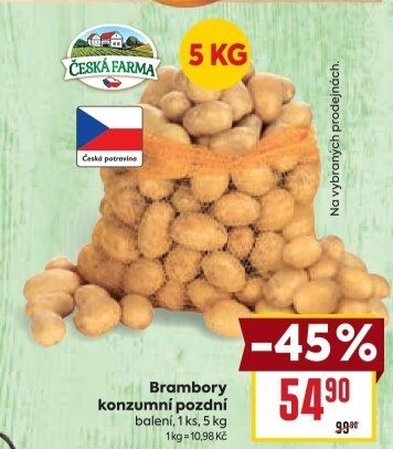 Brambory konzumní pozdní Česká farma