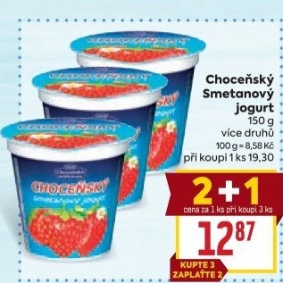 Jogurt smetanový ochucený Choceňský