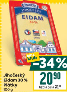 Sýr Eidam Jihočeský 30% Madeta