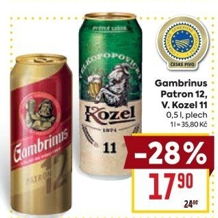 Pivo světlý ležák 12° Patron Gambrinus