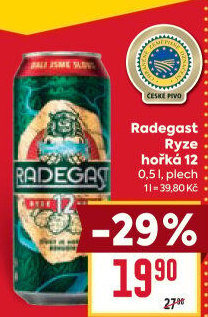 Pivo světlý ležák 12° Ryze hořká Radegast