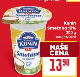 Smetana na vaření Mlékárna Kunín 12%