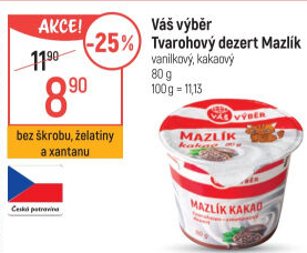 Tvarohový dezert Mazlík Váš Výběr