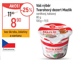 Tvarohový dezert Mazlík Váš Výběr