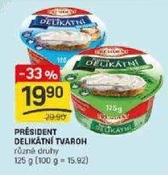 Tvarohové pomazánky Delikátní Président