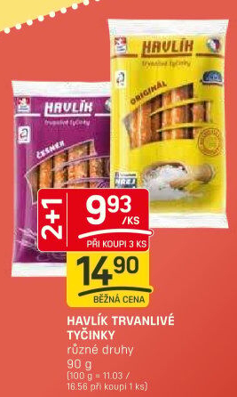 Tyčinky trvanlivé se sýrem a solí Havlík