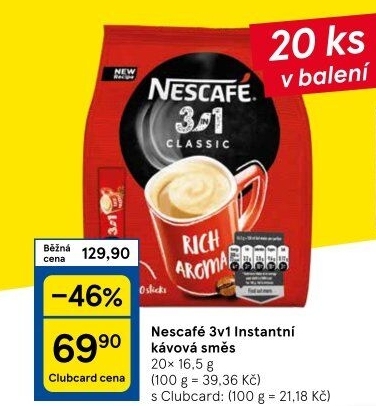 Instantní káva porcovaná 3v1 Nescafé
