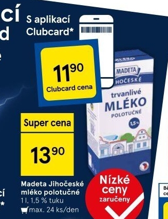 Mléko trvanlivé Jihočeské Madeta - 1,5% polotučné