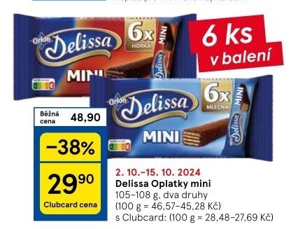 Oplatky celomáčené mini Delissa Orion