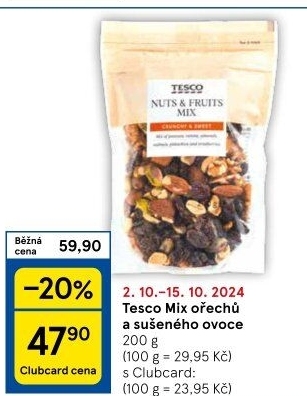 Ořechy a ovoce mix Tesco