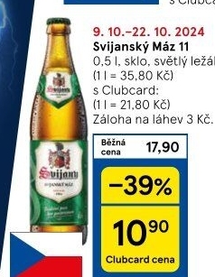 Pivo světlý ležák 11° Svijanský Máz Svijany