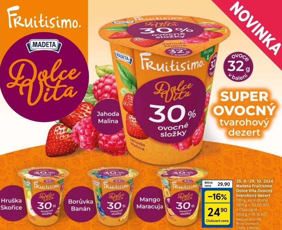 Tvarohový dezert ovocný Dolce Vita Fruitisimo Madeta