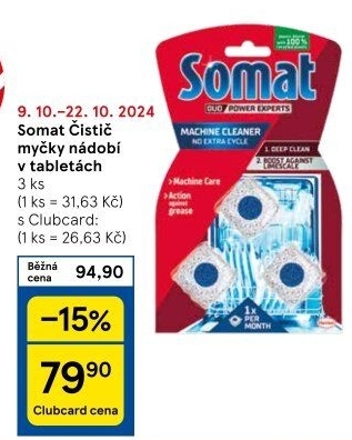 Čistič myčky při plné myčce Somat