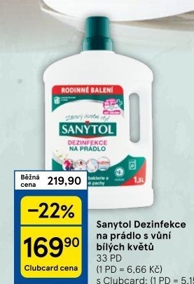 Dezinfekční čistič na prádlo Sanytol