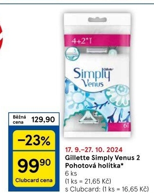 Jednorázová holítka dámská Simply Gillette Venus 2