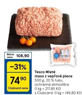 Maso mleté vepřové z plece Tesco