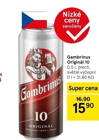 Pivo světlé výčepní Originál 10° Gambrinus