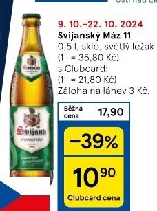 Pivo světlý ležák 11° Svijanský Máz Svijany