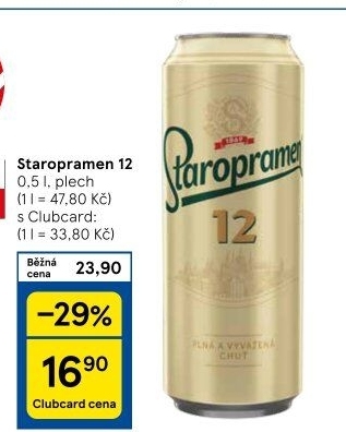 Pivo světlý ležák 12° Staropramen
