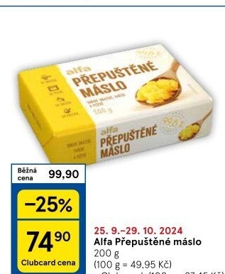 Přepuštěné máslo Alfa