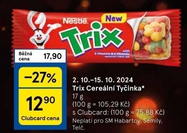 Tyčinka cereální Trix Nestlé