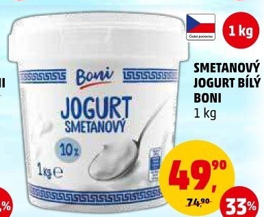 Bílý jogurt smetanový Boni