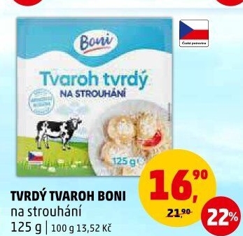 Tvaroh tvrdý na strouhání Boni