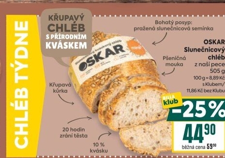 Chléb kváskový slunečnicový Oskar Minit