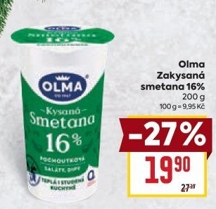 Smetana zakysaná Olma 16%