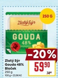 Sýr Gouda 48% Zlatý sýr Milkpol